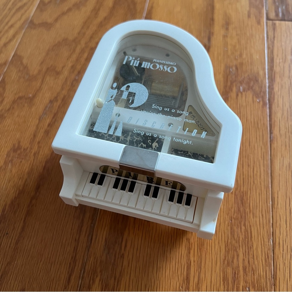 White Miniature Mini Piano Music Box Jewelry Box Plays Music